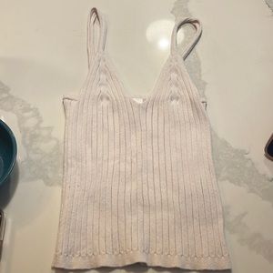 White cream ribbed tank top